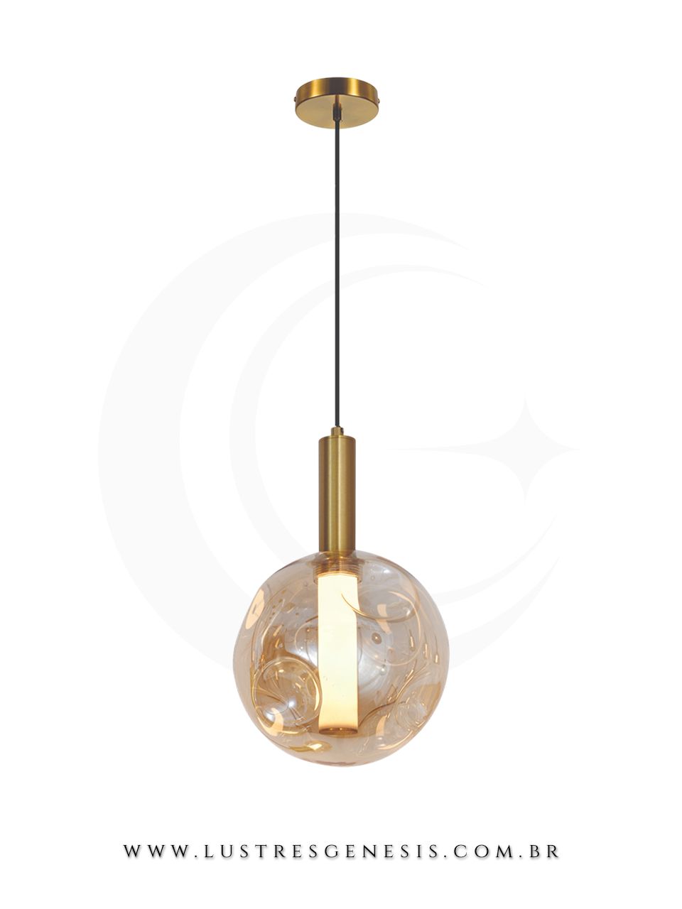 Pendente Potente 15W 3000K Luz Quente Preto e Fum&ecirc;